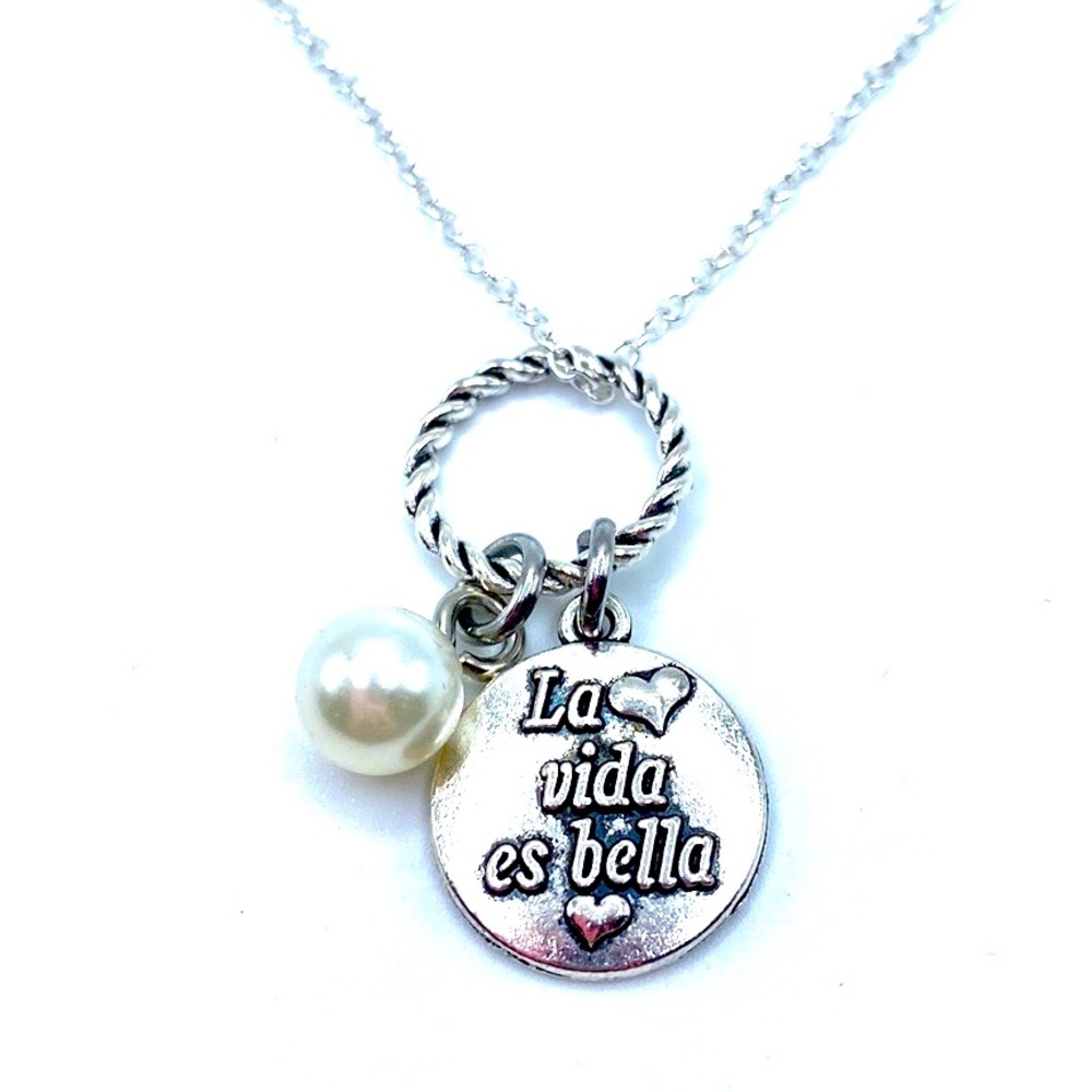 Spanish Charm Necklace La Vida Es Bella Life Is Beautiful